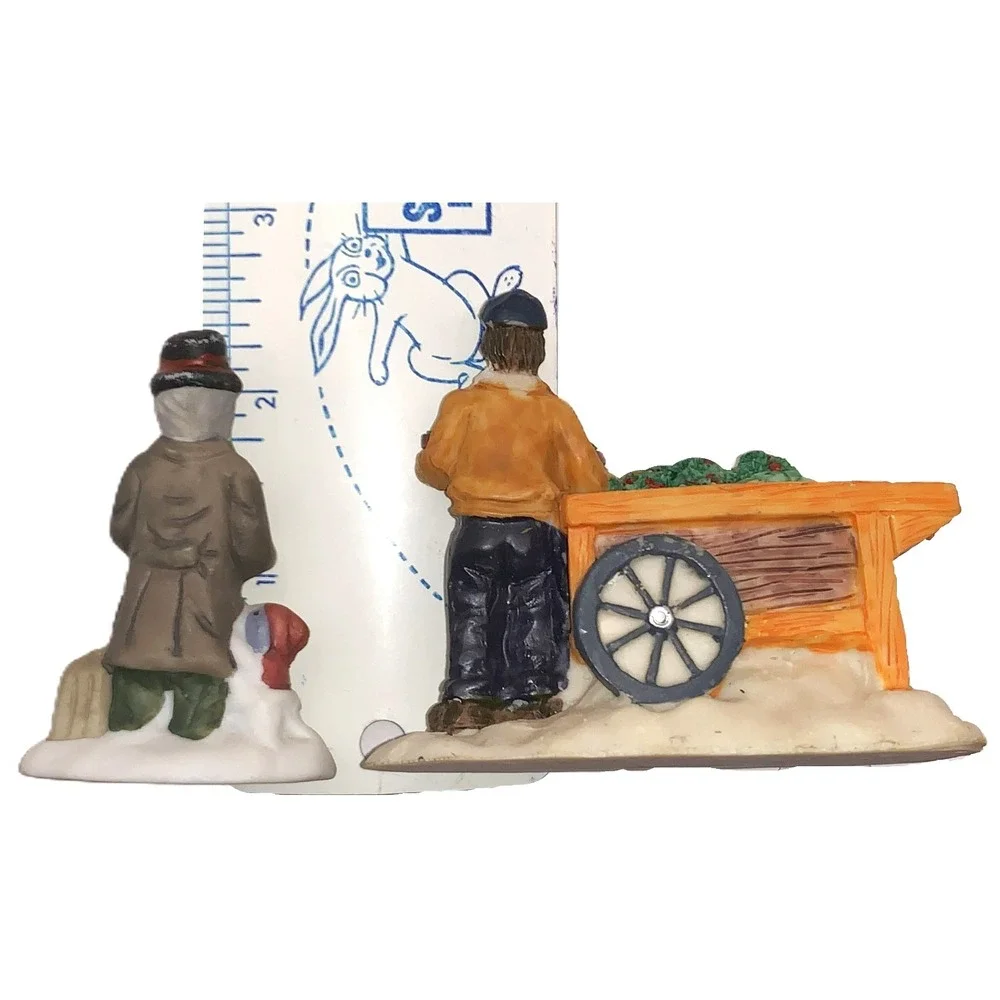 14 Christmas, Train Village Figures Oldtime Vendors Town Folk Porcelain Avg 2.5